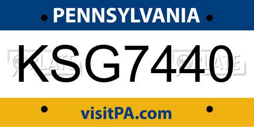 KSG7440 Pennsylvania License Plate