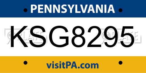 KSG8295 Pennsylvania License Plate