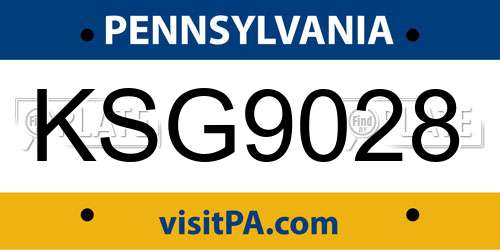 KSG9028 Pennsylvania License Plate