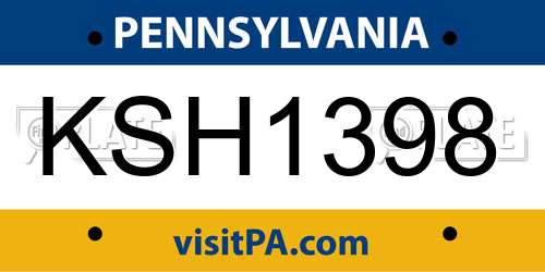 KSH1398 Pennsylvania License Plate