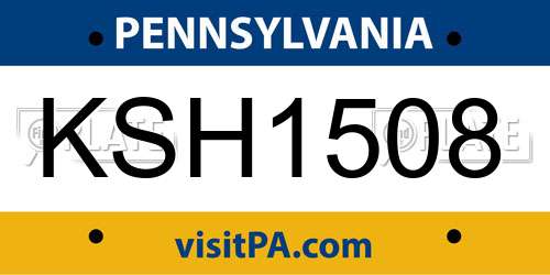 KSH1508 Pennsylvania License Plate