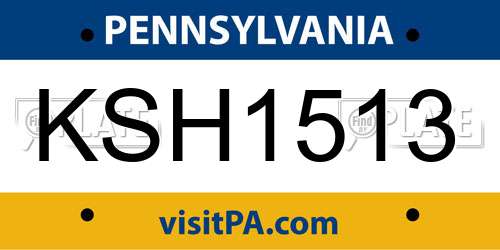 KSH1513 Pennsylvania License Plate