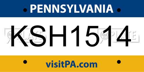 KSH1514 Pennsylvania License Plate