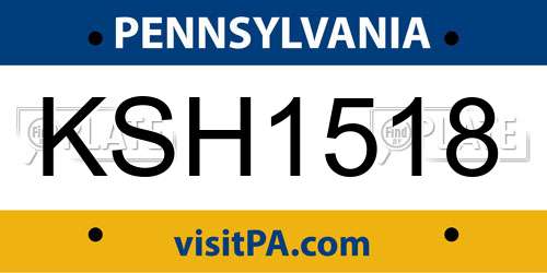 KSH1518 Pennsylvania License Plate