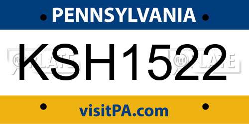 KSH1522 Pennsylvania License Plate