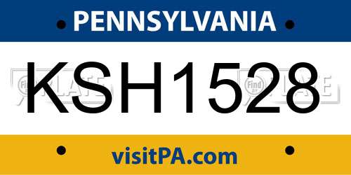 KSH1528 Pennsylvania License Plate