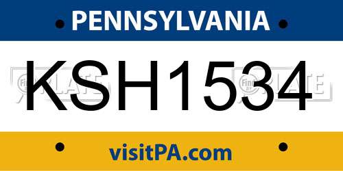 KSH1534 Pennsylvania License Plate