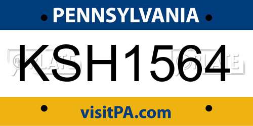 KSH1564 Pennsylvania License Plate