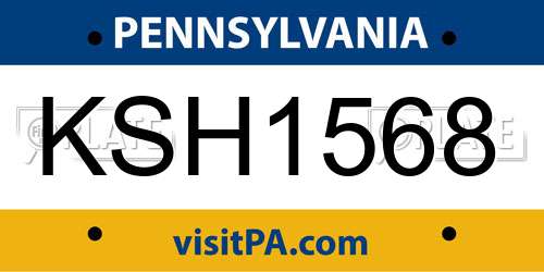 KSH1568 Pennsylvania License Plate
