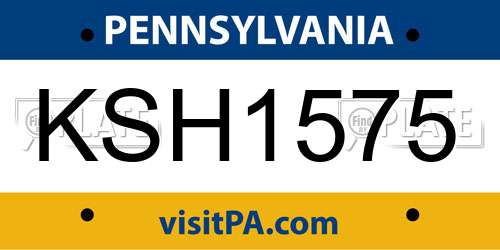 KSH1575 Pennsylvania License Plate
