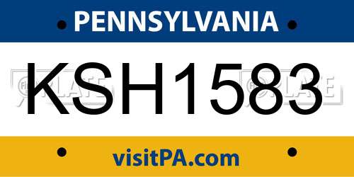 KSH1583 Pennsylvania License Plate