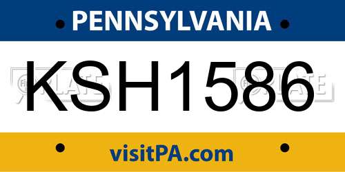 KSH1586 Pennsylvania License Plate