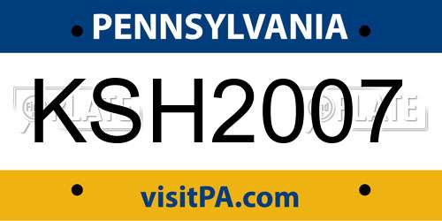 KSH2007 Pennsylvania License Plate