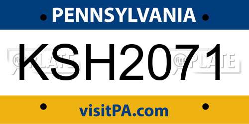KSH2071 Pennsylvania License Plate