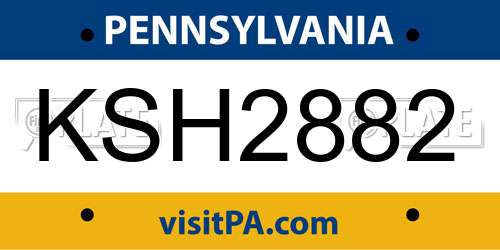 KSH2882 Pennsylvania License Plate