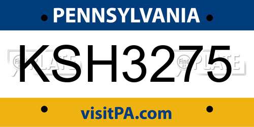 KSH3275 Pennsylvania License Plate