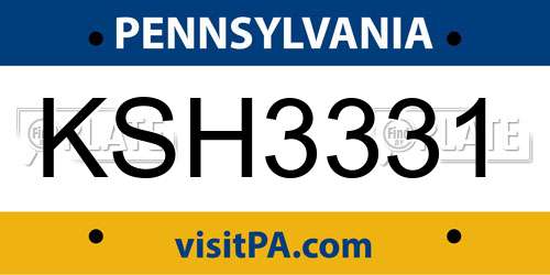 KSH3331 Pennsylvania License Plate