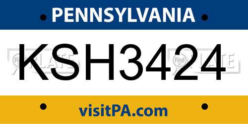 KSH3424 Pennsylvania License Plate