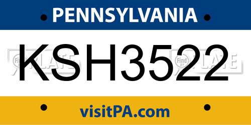 KSH3522 Pennsylvania License Plate