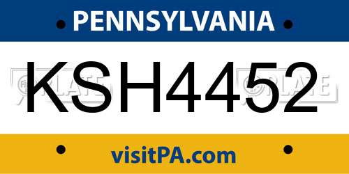 KSH4452 Pennsylvania License Plate