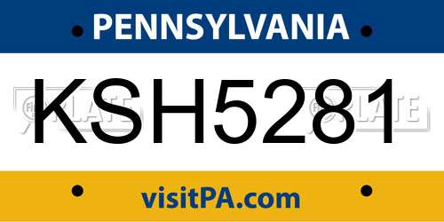 KSH5281 Pennsylvania License Plate