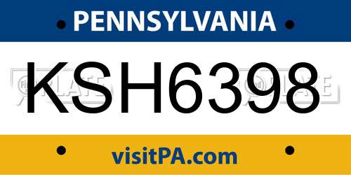 KSH6398 Pennsylvania License Plate