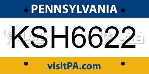 KSH6622 Pennsylvania License Plate