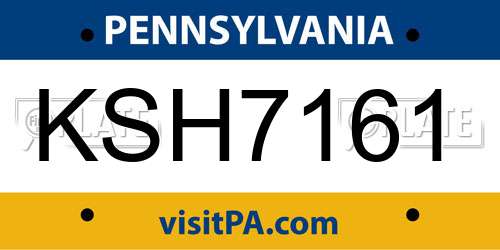 KSH7161 Pennsylvania License Plate