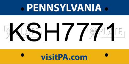KSH7771 Pennsylvania License Plate