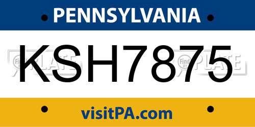 KSH7875 Pennsylvania License Plate