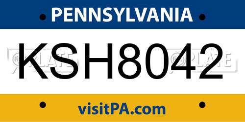 KSH8042 Pennsylvania License Plate