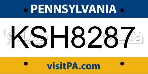 KSH8287 Pennsylvania License Plate