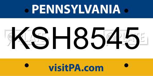 KSH8545 Pennsylvania License Plate