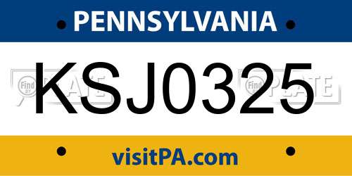 KSJ0325 Pennsylvania License Plate