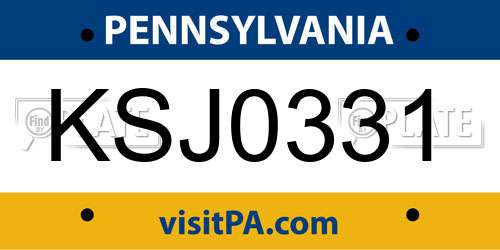 KSJ0331 Pennsylvania License Plate