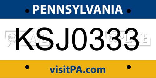 KSJ0333 Pennsylvania License Plate