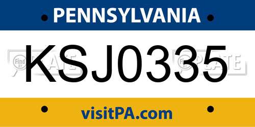 KSJ0335 Pennsylvania License Plate