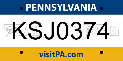 KSJ0374 Pennsylvania License Plate