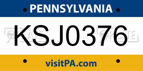 KSJ0376 Pennsylvania License Plate