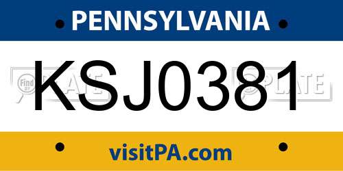 KSJ0381 Pennsylvania License Plate