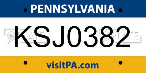 KSJ0382 Pennsylvania License Plate