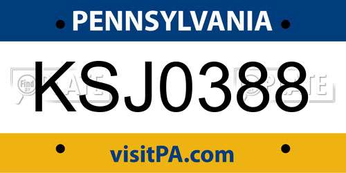 KSJ0388 Pennsylvania License Plate