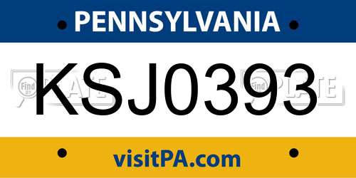 KSJ0393 Pennsylvania License Plate