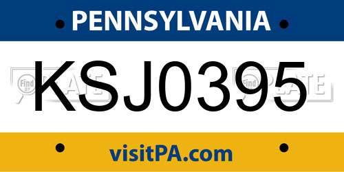 KSJ0395 Pennsylvania License Plate