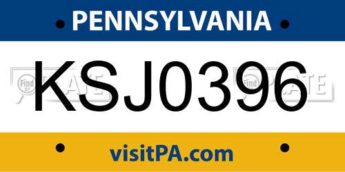 KSJ0396 Pennsylvania License Plate