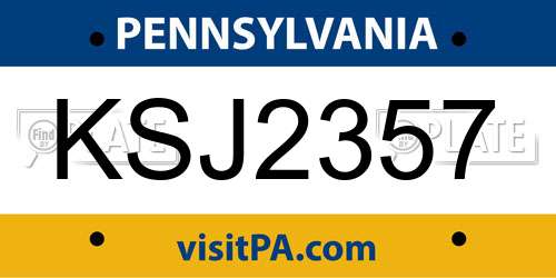 KSJ2357 Pennsylvania License Plate
