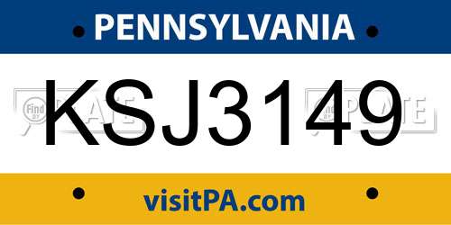 KSJ3149 Pennsylvania License Plate