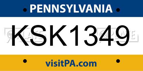 KSK1349 Pennsylvania License Plate