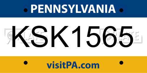 KSK1565 Pennsylvania License Plate