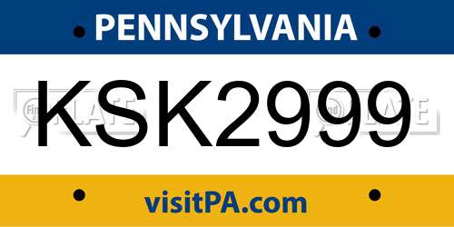 KSK2999 Pennsylvania License Plate